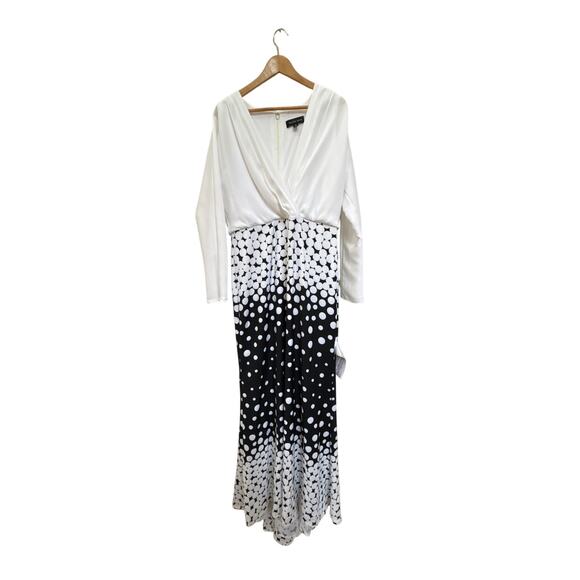 Tadashi Shoji - Elion Degreade Dot Gown Size 12 V Neck Formal Evening Designer - Picture 2 of 7